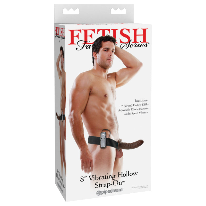 Fetish Fantasy Series 8-Inch Vibrating  Hollow Strap-on - Brown