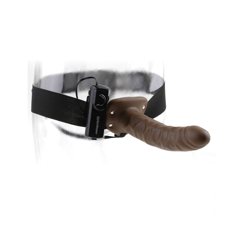 Fetish Fantasy Series 8-Inch Vibrating  Hollow Strap-on - Brown