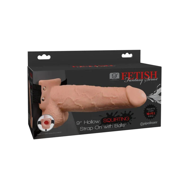Fetish Fantasy Series 9" Hollow Squirting Strap-on With Balls - Flesh - MyPleasure