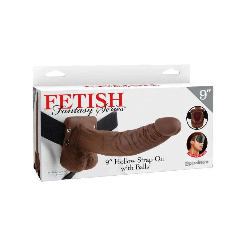 Fetish Fantasy Series 9-Inch Hollow Strap-on With Balls - Brown - MyPleasure