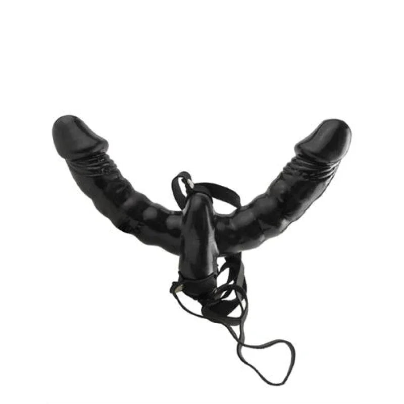 Fetish Fantasy Series Vibrating Double Delight Strap-on - Black - MyPleasure