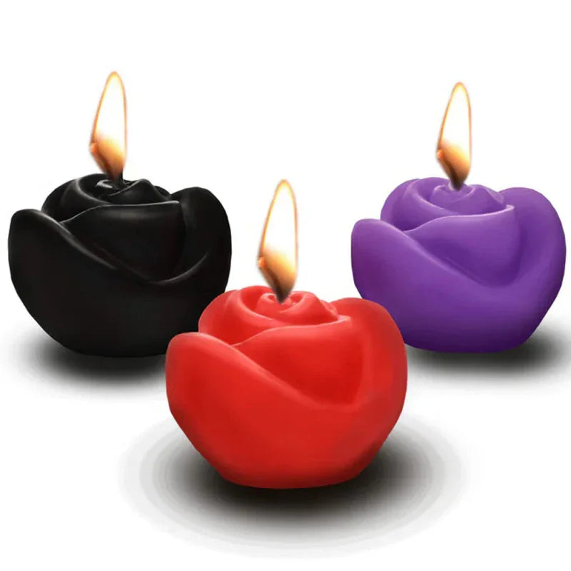 Fire Garden 3pc Rose Candle Set - Black, Purple, Red - MyPleasure