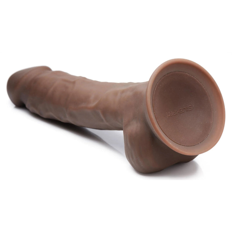 Fleshstixxx 8"" Vibrating Silicone Dildo With Balls Brown