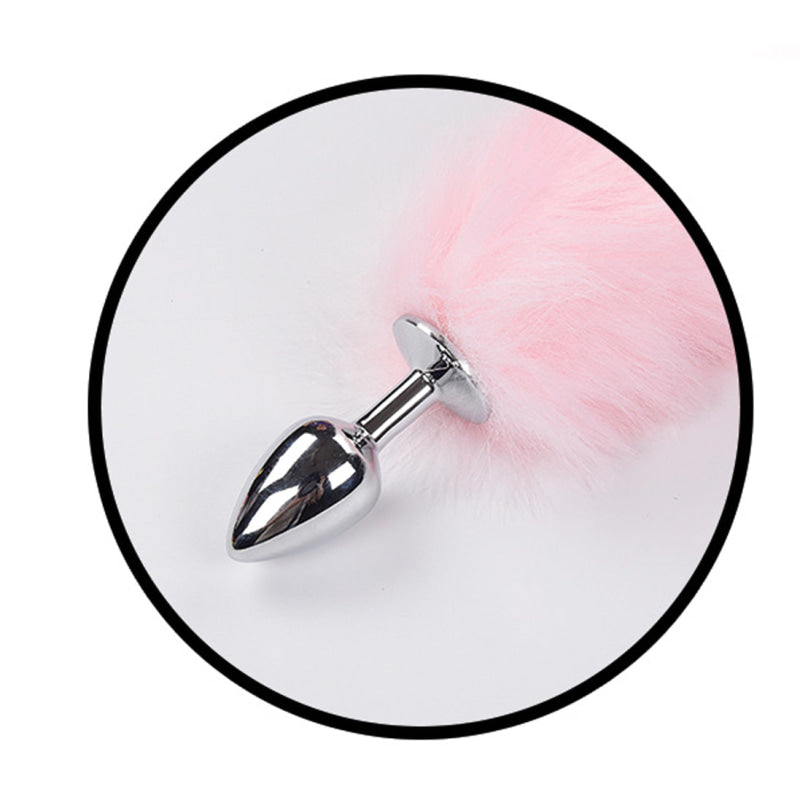 Foxy Tail - Light Up Faux Fur Butt Plug - Pink Plug - Pink