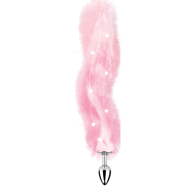 Foxy Tail - Light Up Faux Fur Butt Plug - Pink Plug - Pink