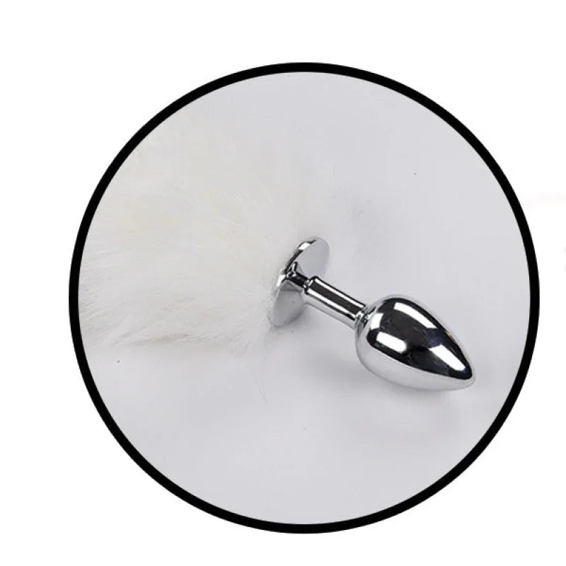 Foxy Tail - Light Up Faux Fur Butt Plug - White Plug - White - MyPleasure