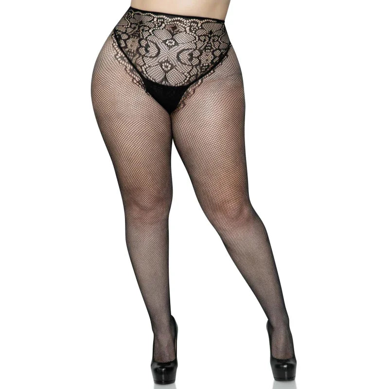 French Cut Backseam Fishnet Tights - Black - 1x/2x - Black - 1x/2x - MyPleasure