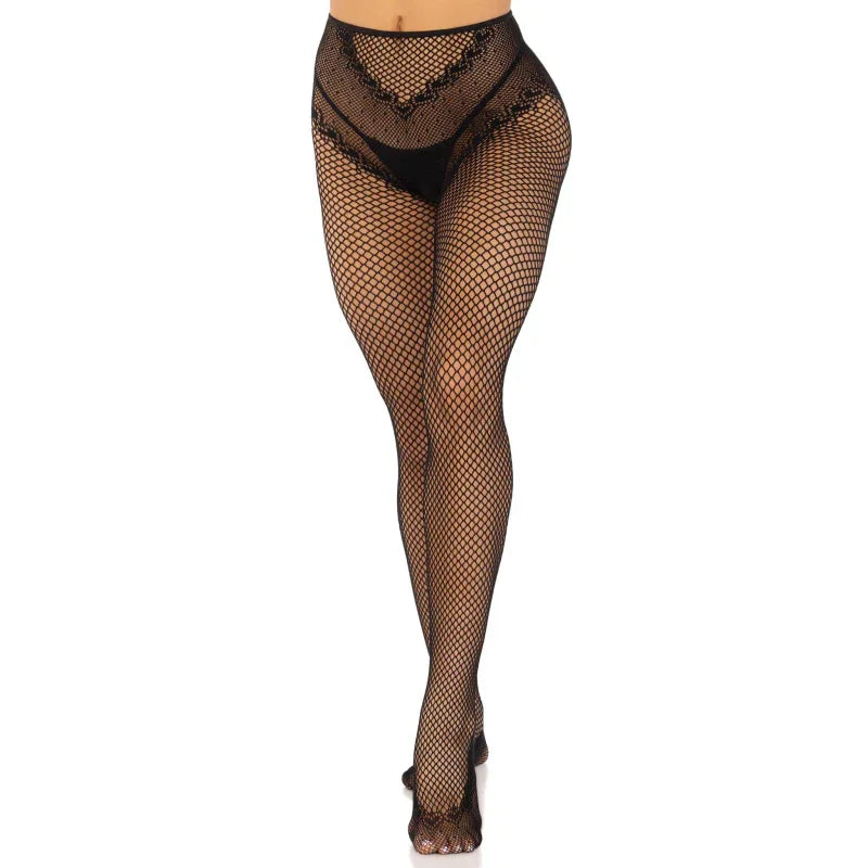 French Cut Crotchless Fishnet - One Size - Black - MyPleasure