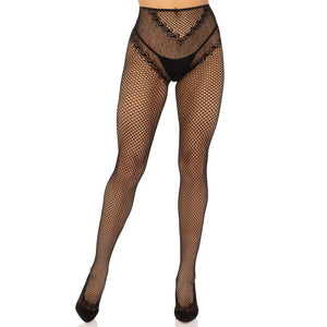 French Cut Crotchless Fishnet - One Size - Black - MyPleasure