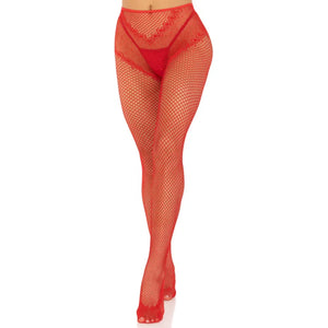 French Cut Crotchless Fishnet - One Size - Red - MyPleasure