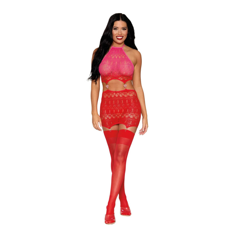 Garter Slip Dmnd - One Size - Red