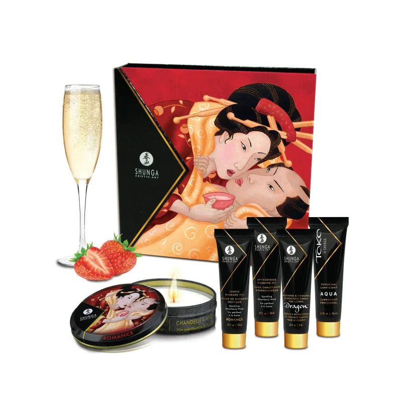 Geisha's Secrets Gift Set - Sparkling Strawberry Wine - MyPleasure