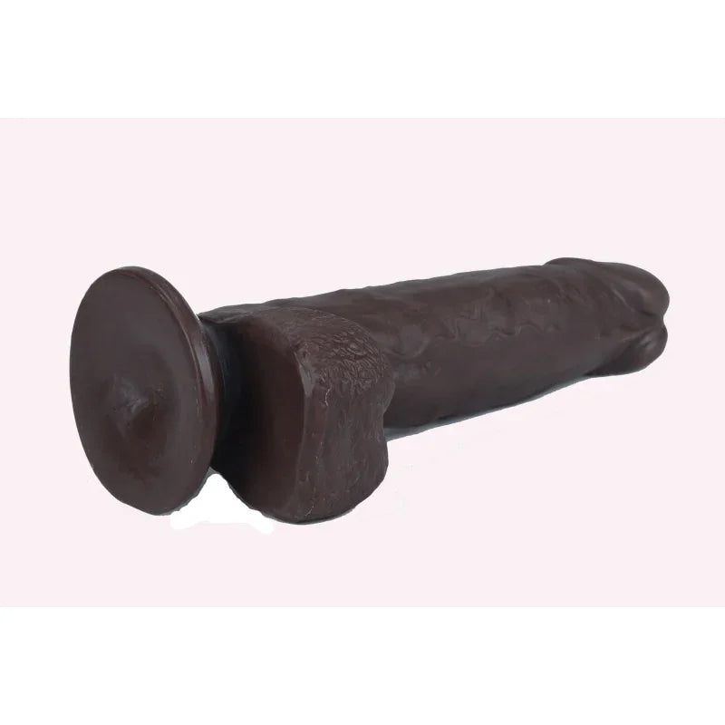 Get Lucky 7.5 Inch Real Skin Dildo - Dark Brown - MyPleasure