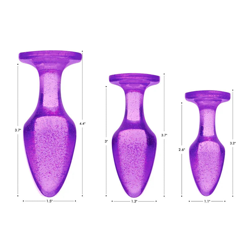 Glitter Gem Anal Plug Set - Purple - MyPleasure