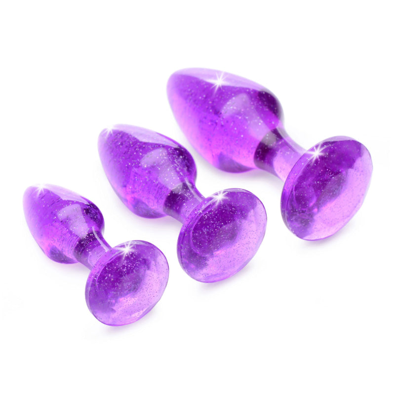 Glitter Gem Anal Plug Set - Purple