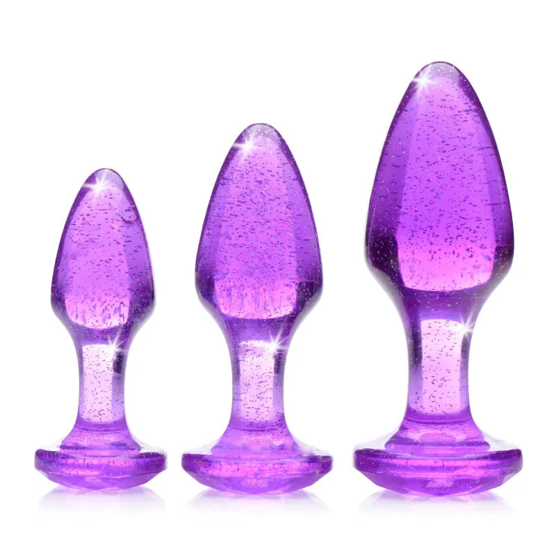 Glitter Gem Anal Plug Set - Purple - MyPleasure