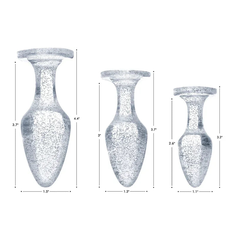 Glitter Gem Anal Plug Set - Silver - MyPleasure