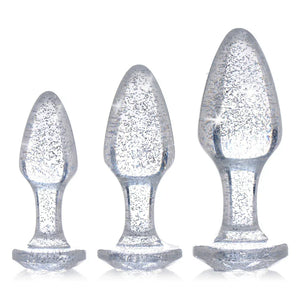 Glitter Gem Anal Plug Set - Silver - MyPleasure