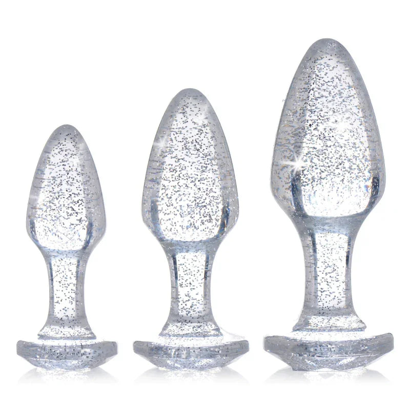 Glitter Gem Anal Plug Set - Silver - MyPleasure