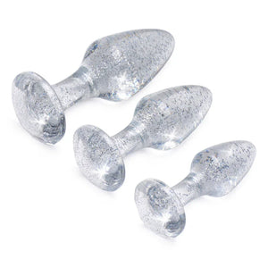 Glitter Gem Anal Plug Set - Silver - MyPleasure