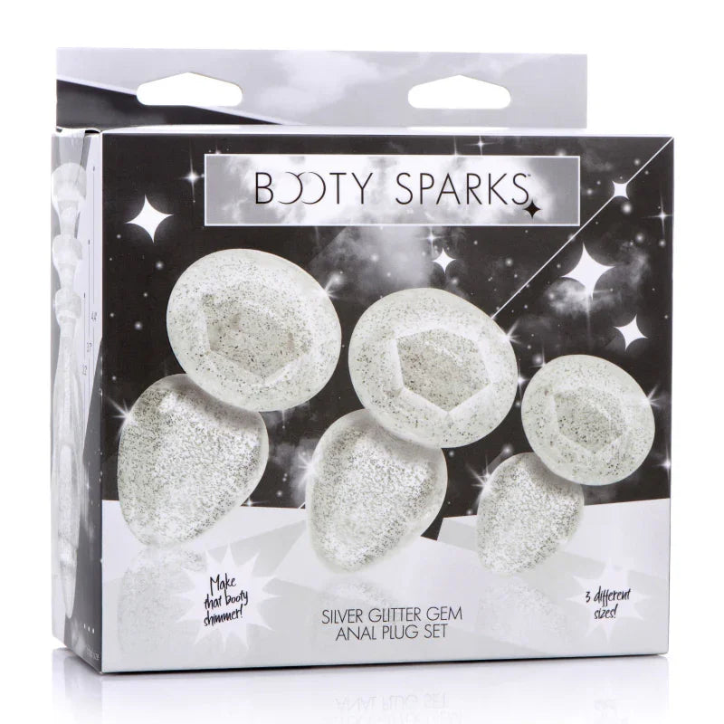 Glitter Gem Anal Plug Set - Silver - MyPleasure