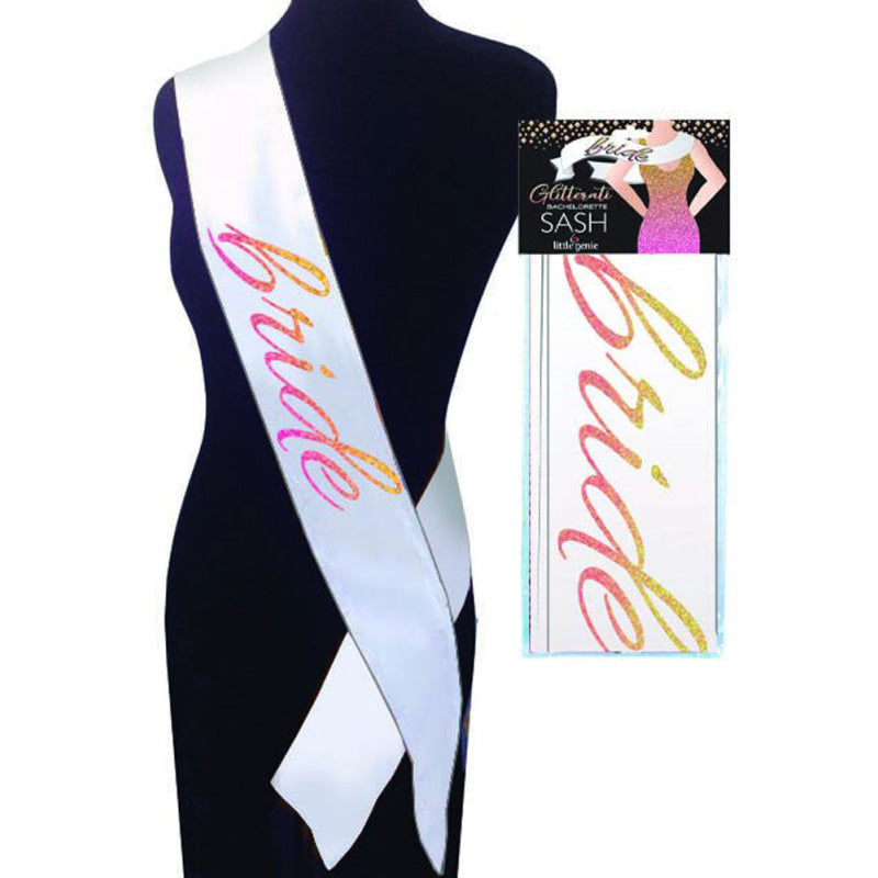 Glitterati Bride Sash - White