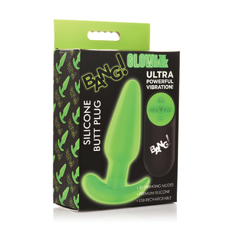 Glow in the Dark Butt Plug With Remote - Green