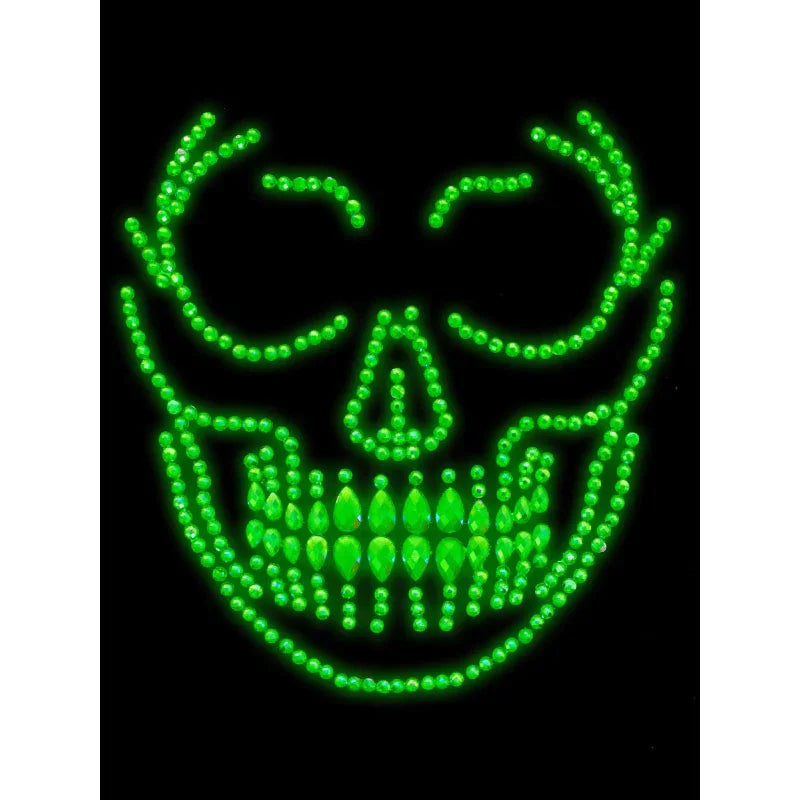 Glow in the Dark Skull Face Jewels Sticker - MyPleasure