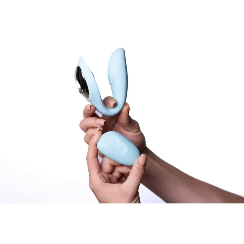 Harmonie Rechargeable Remote Silicone Bendable Vibrator - Teal - MyPleasure