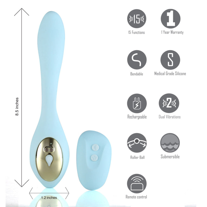 Harmonie Rechargeable Remote Silicone Bendable  Vibrator - Teal