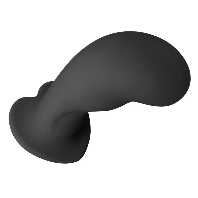 Heart on Silicone Harness Dildo - Black - MyPleasure