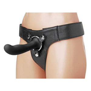 Heart on Silicone Harness Dildo - Black - MyPleasure