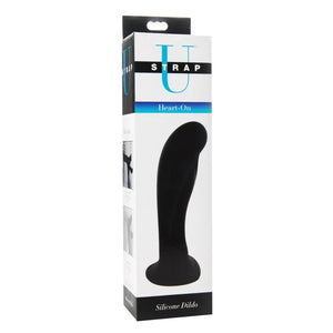 Heart on Silicone Harness Dildo - Black - MyPleasure