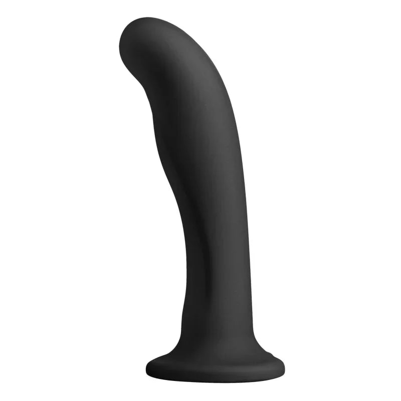 Heart on Silicone Harness Dildo - Black - MyPleasure