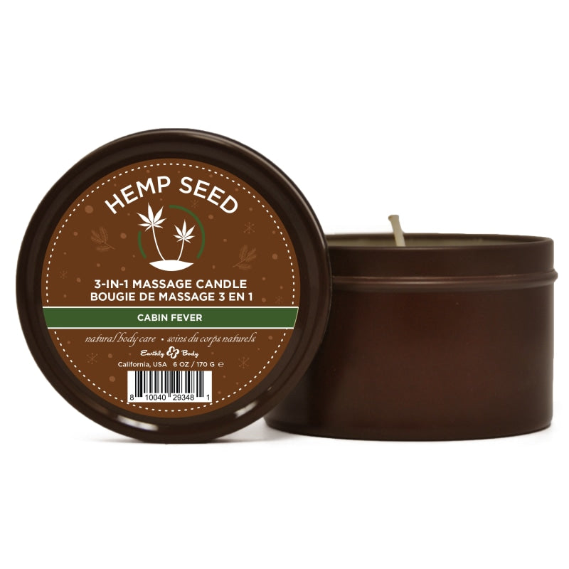 Indulge in Relaxation with Our 6oz/170g Hemp Seed 3-in-1 Massage Candle in Cabin Fever Scent - Elevate Your Aromatherapy Experience!