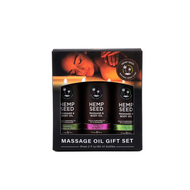 Hemp Seed Massage Oil Gift Set - 3 Pack - 2 Fl. Oz. Bottles