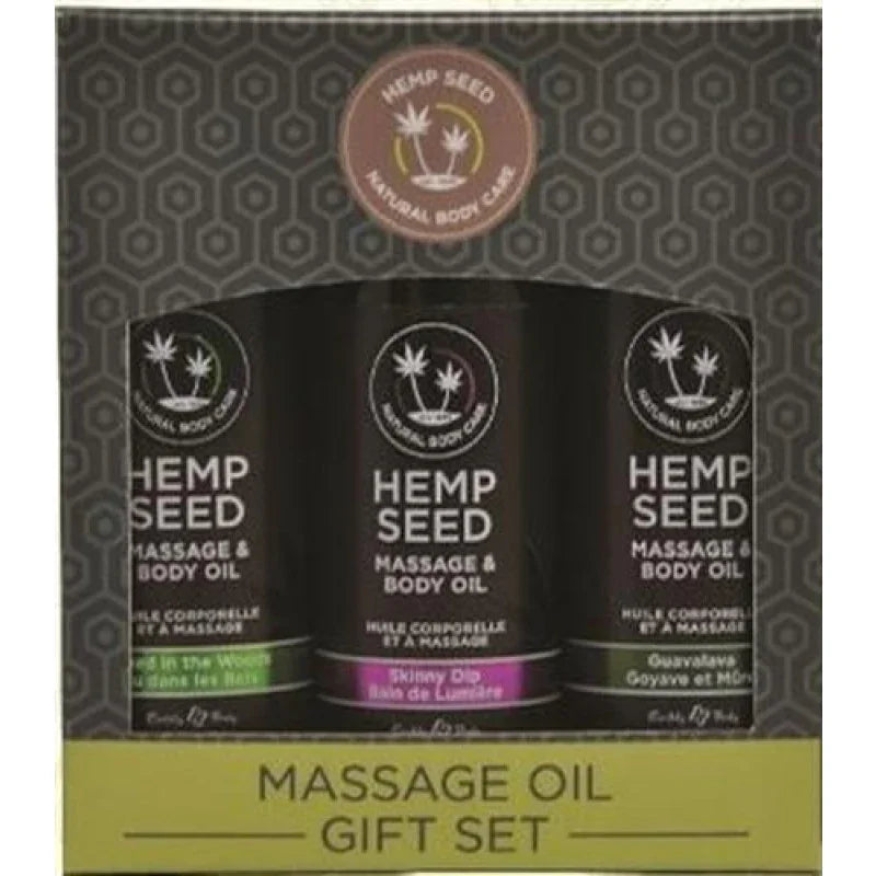 Hemp Seed Massage Oil Gift Set - 3 Pack - 2 Fl. Oz. Bottles - MyPleasure