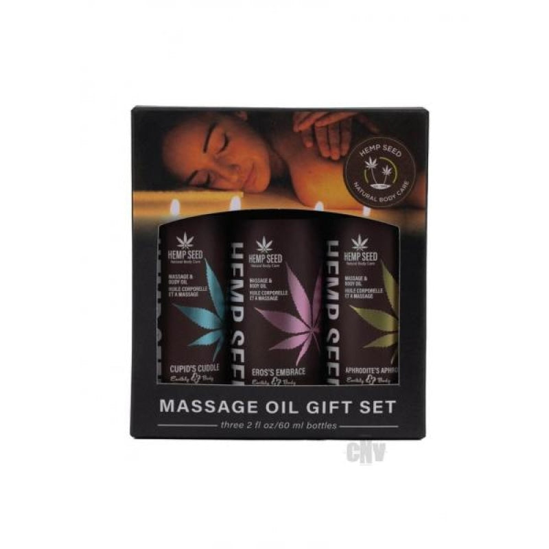 Hemp Seed Massage Oil Trio Gift Set - Valentines Day Collection 2 Oz