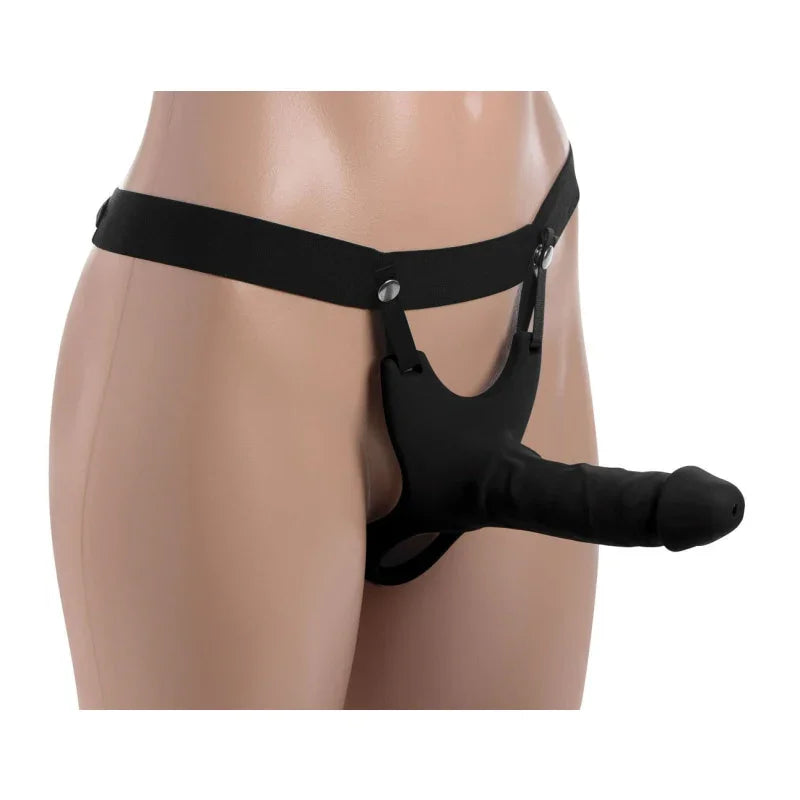 Hollow Silicone Dildo Strap-on - Black - MyPleasure