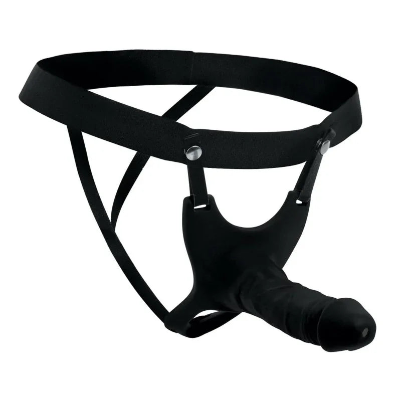 Hollow Silicone Dildo Strap-on - Black - MyPleasure