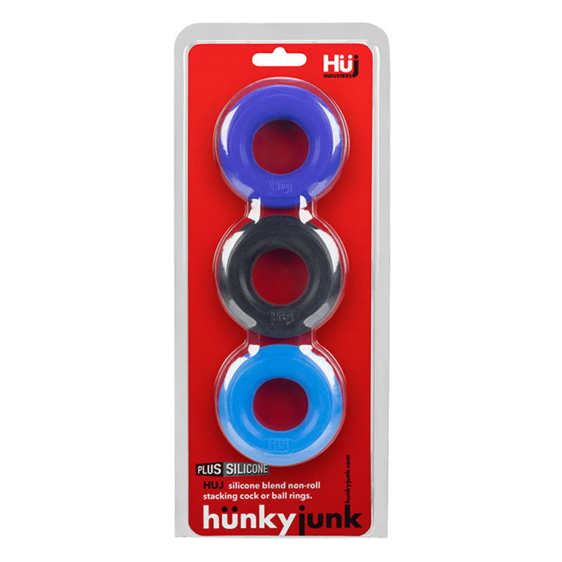 Hunkyjunk Huj3 C-Ring 3 Pk - Blue / Multi