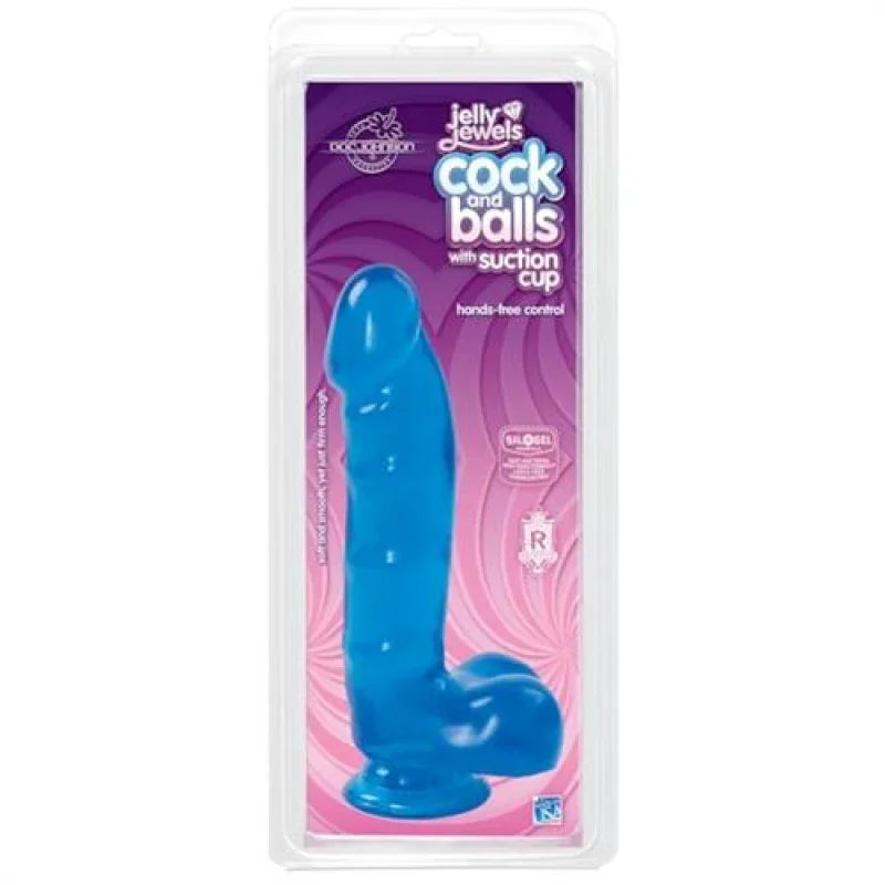 Jelly Jewels - Cock and Balls With Suction Cup - Blue - MyPleasure