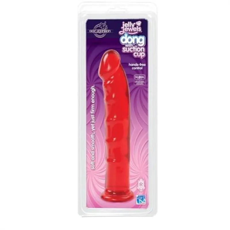 Jelly Jewels - Dong With Suction Cup - Red - MyPleasure
