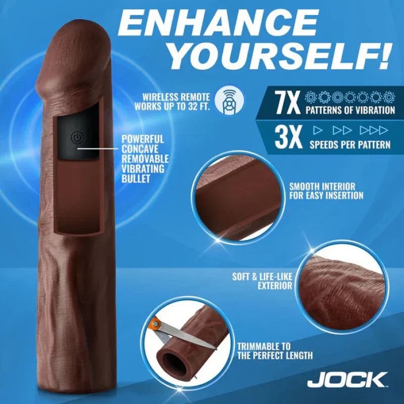 Jock Vibrating Penis Extension with Remote - Dark - MyPleasure
