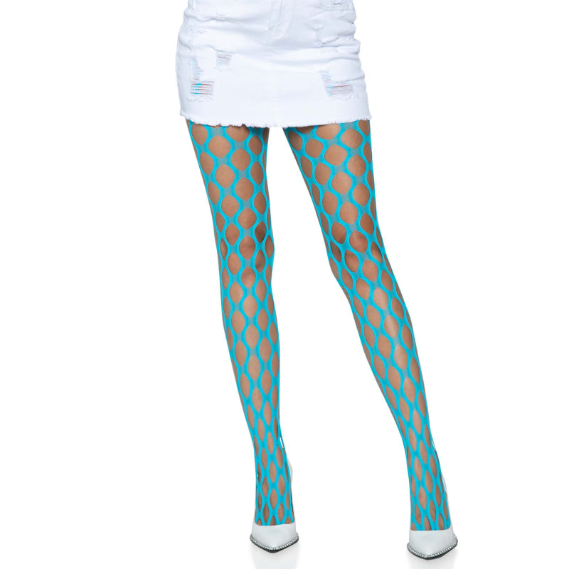 Jumbo Pothole Net Tights - Neon Blue - One Size Blue - One Size