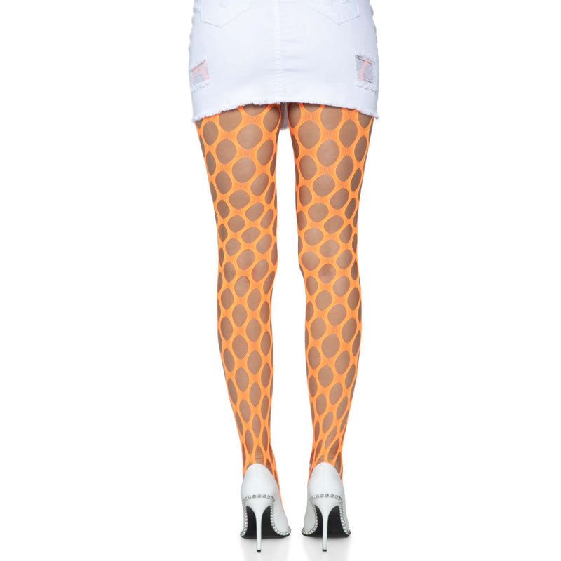 Jumbo Pothole Net Tights - Neon Orange - One Size