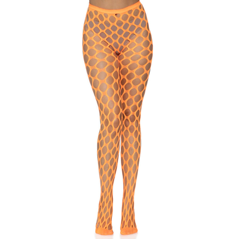 Jumbo Pothole Net Tights - Neon Orange - One Size