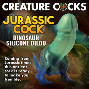 Jurassic Cock Dinosaur Silicone Dildo - Green/blue - MyPleasure