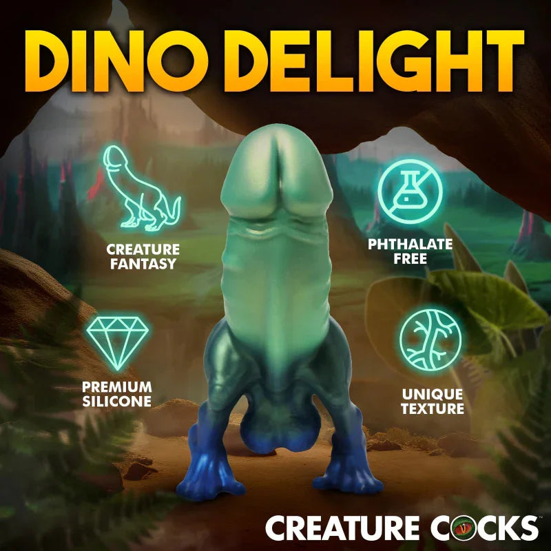 Jurassic Cock Dinosaur Silicone Dildo - Green/blue - MyPleasure