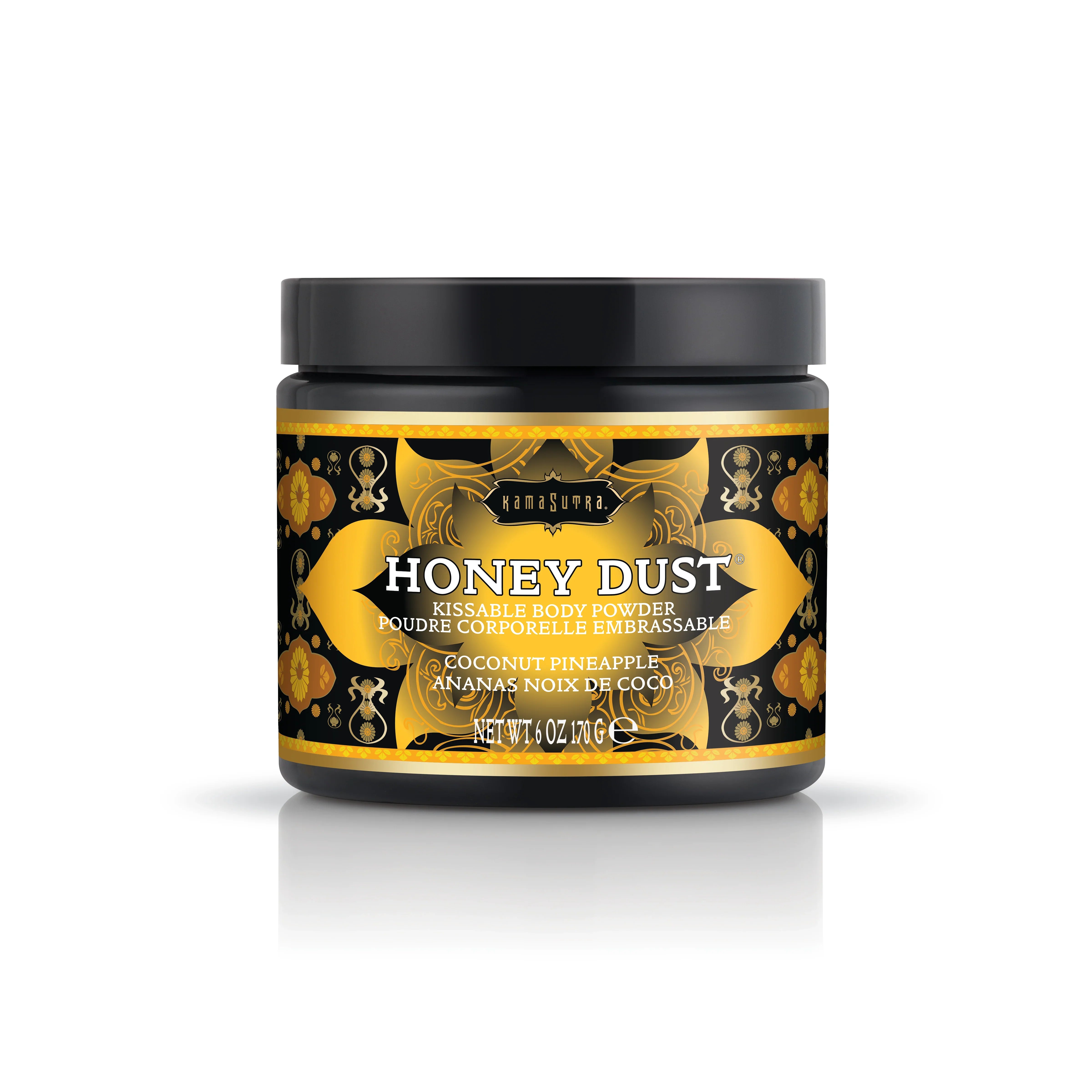 KAMA SUTRA Honey Dust Coconut Pineapple 6 oz/170 g - Kissable Body Powder with Feather Tickler/Applicator - Wicks Away Moisture for Sensual Body Experience